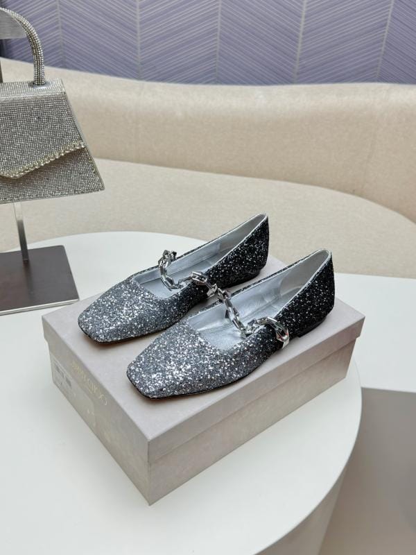 Zhou Yangjie Jimmy Choo Rosalia Chain Ballet Shoes Mary Jane Single Shoes