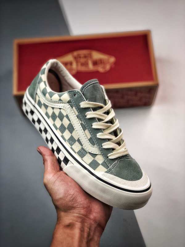 Vans vance Matcha Green Checkerboard Retro Men and Women's same style shoes