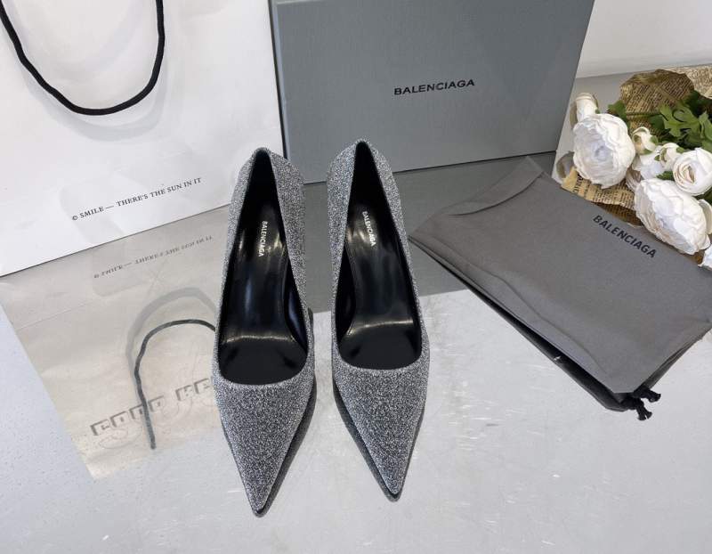 Pointu Balenciaga of Toe Lizard Model Cowhide High Talon Shoes