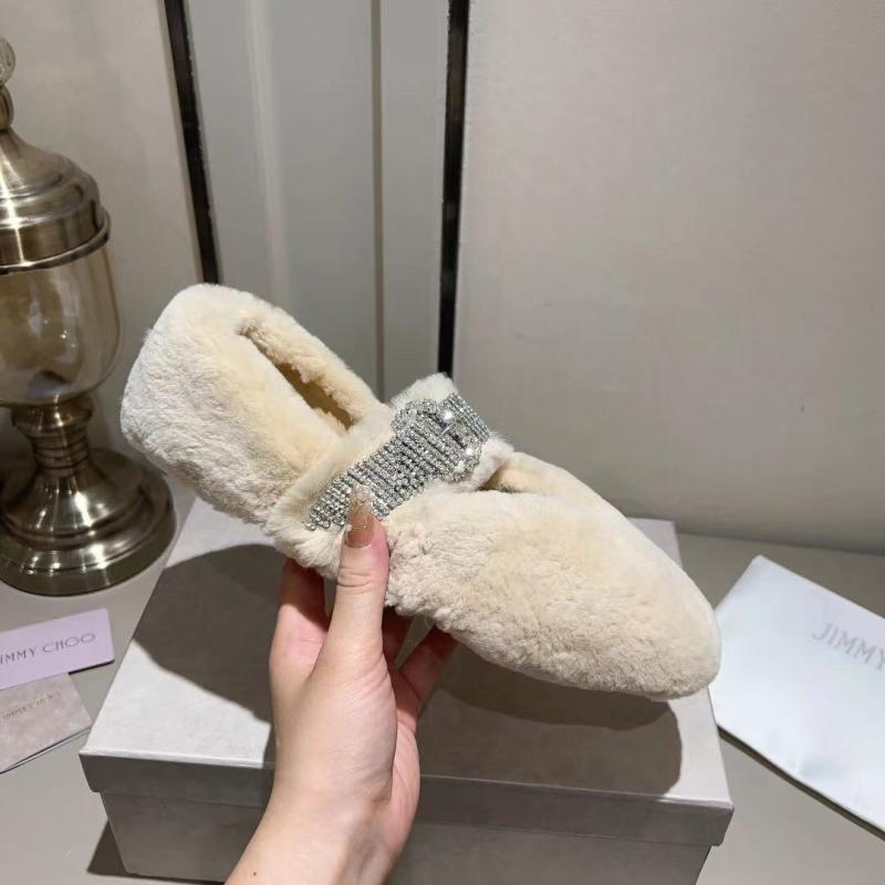 Jimmy Choo Zhou Yangjie Rhiniton Rabbit Heir Flat Solle Ballet Shois Socier