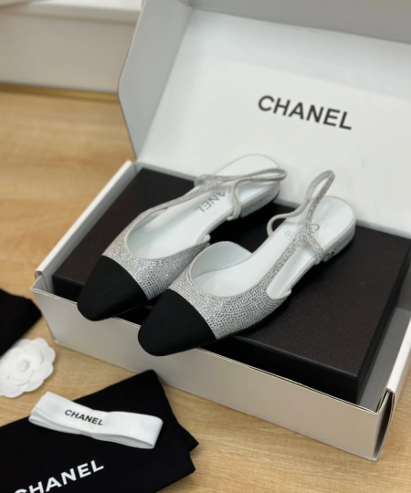 Chanel classic original quality blingbling back sling flat sandals