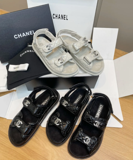 Chanel Velcro Diamond-button Beach Walk Slippers​