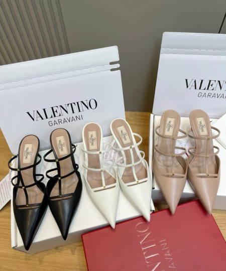 Valentino Latest Pointed Mid-heel Sandals Slippers