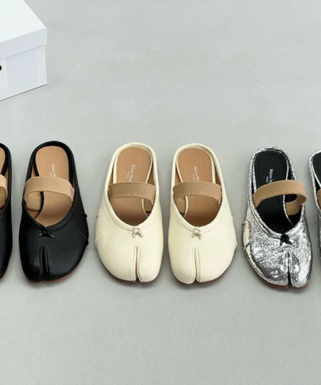 Maison Margiela MM6 Wrinkled Toe Tabi Ballet Strap Shoes