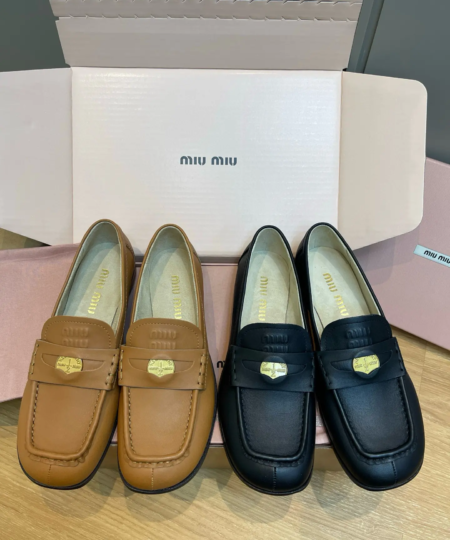Miu Miu 2025 Gold Coin Loafers