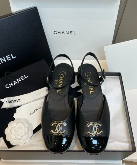 Chanel Double C Button Square Head Empty Sandals