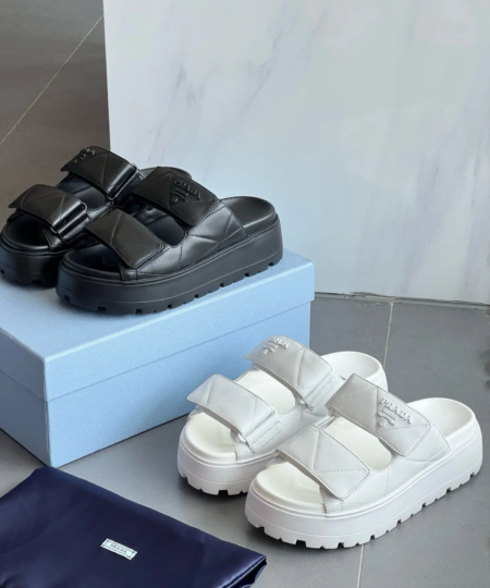 Prada Sponge Cake Thick-Soled Velcro Slipper