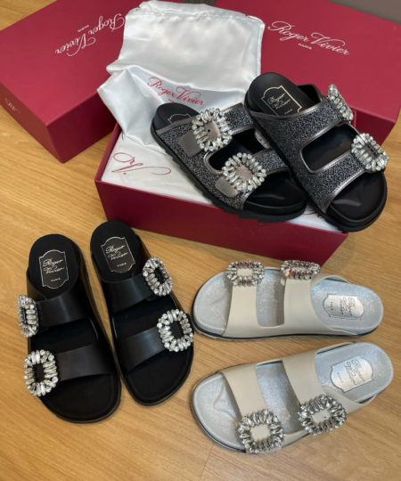 Roger Vivier Diamond Buckle Clog Slippers