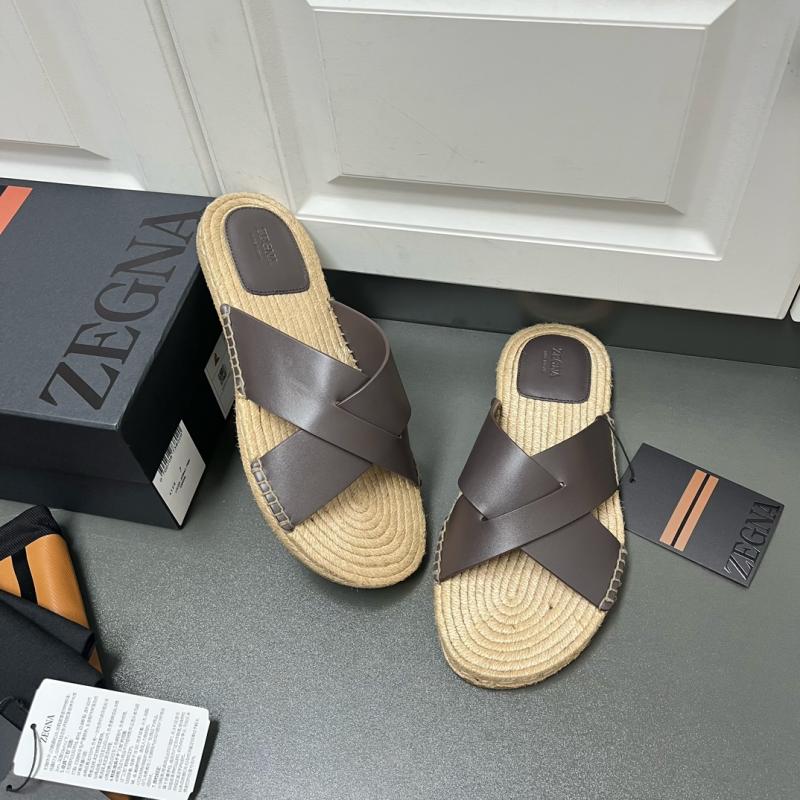 Zegna Jinia wu lei itself hemp of hemp in braided veal skin intermediate slippers
