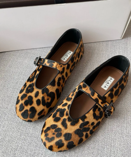 ALAIA Early Spring Leopard Print Mary Jane Ballet Shoes (3)