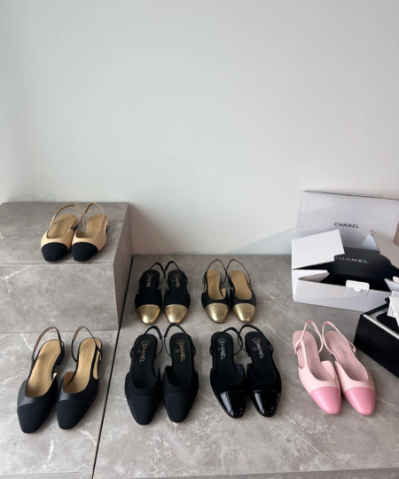 Chanel Classic Sling Back Flat Back Baretrap Sandals