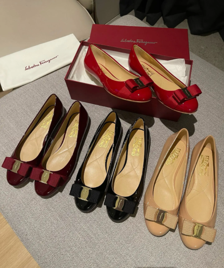 Original trade goods Ferragamo flat bow cloth buckle single shoes (2)