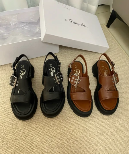 3.1 Phillip Lim 25SS Soft and Glutinous Full Calfskin Thick-Soled Sandals (1)