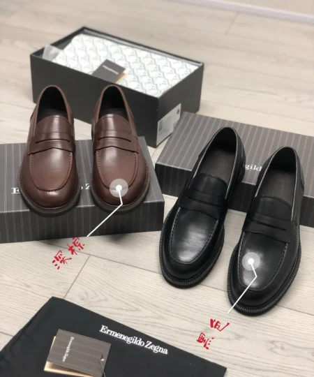 New Ermenegildo Zegna men's leather shoes A rare slip-on style (1)