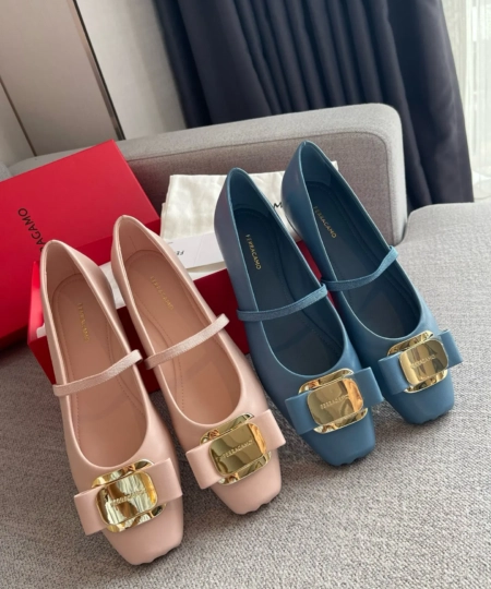 Original product~SF Ferragamo new pig nose ballet shoes (1)