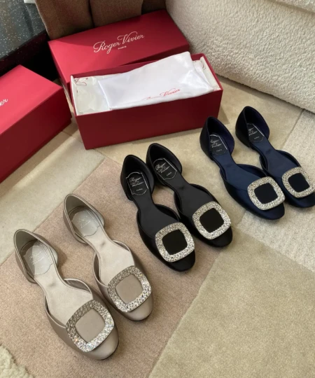 Roger Vivier RV high-mercier silk flat hollow shoes (1)